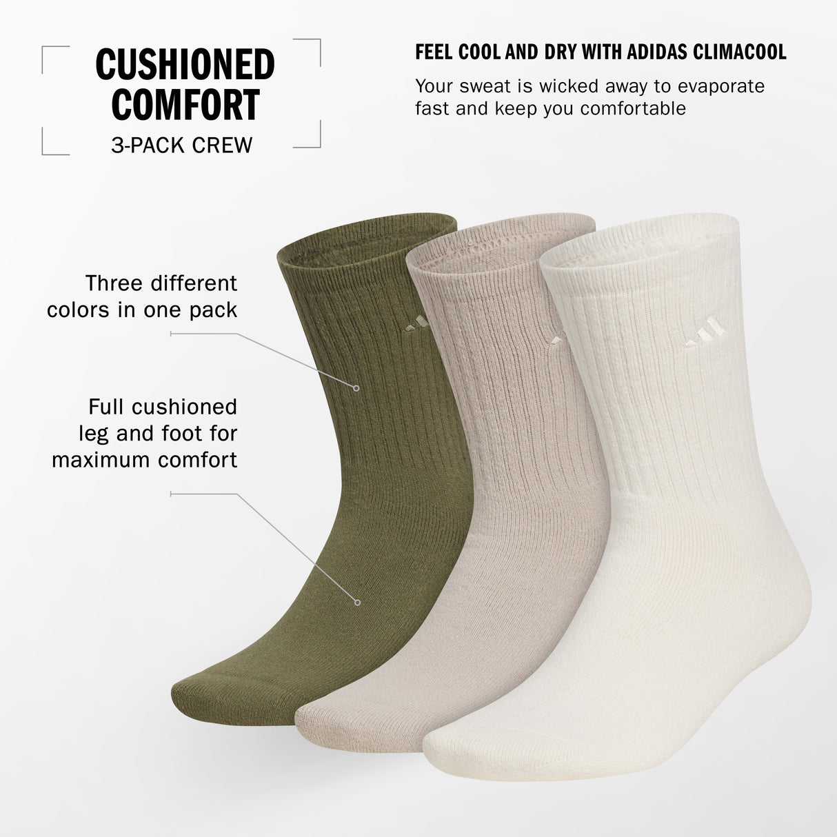 adidas Men's Cushioned Comfort 3-Pack Crew Sock-2