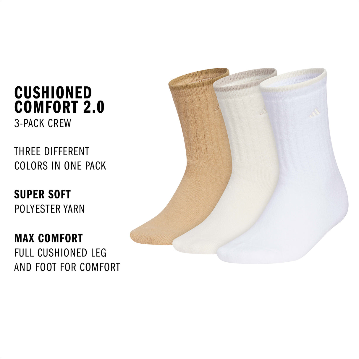 adidas Women's Cushioned Comfort 2.0 3-Pack Crew Sock-2