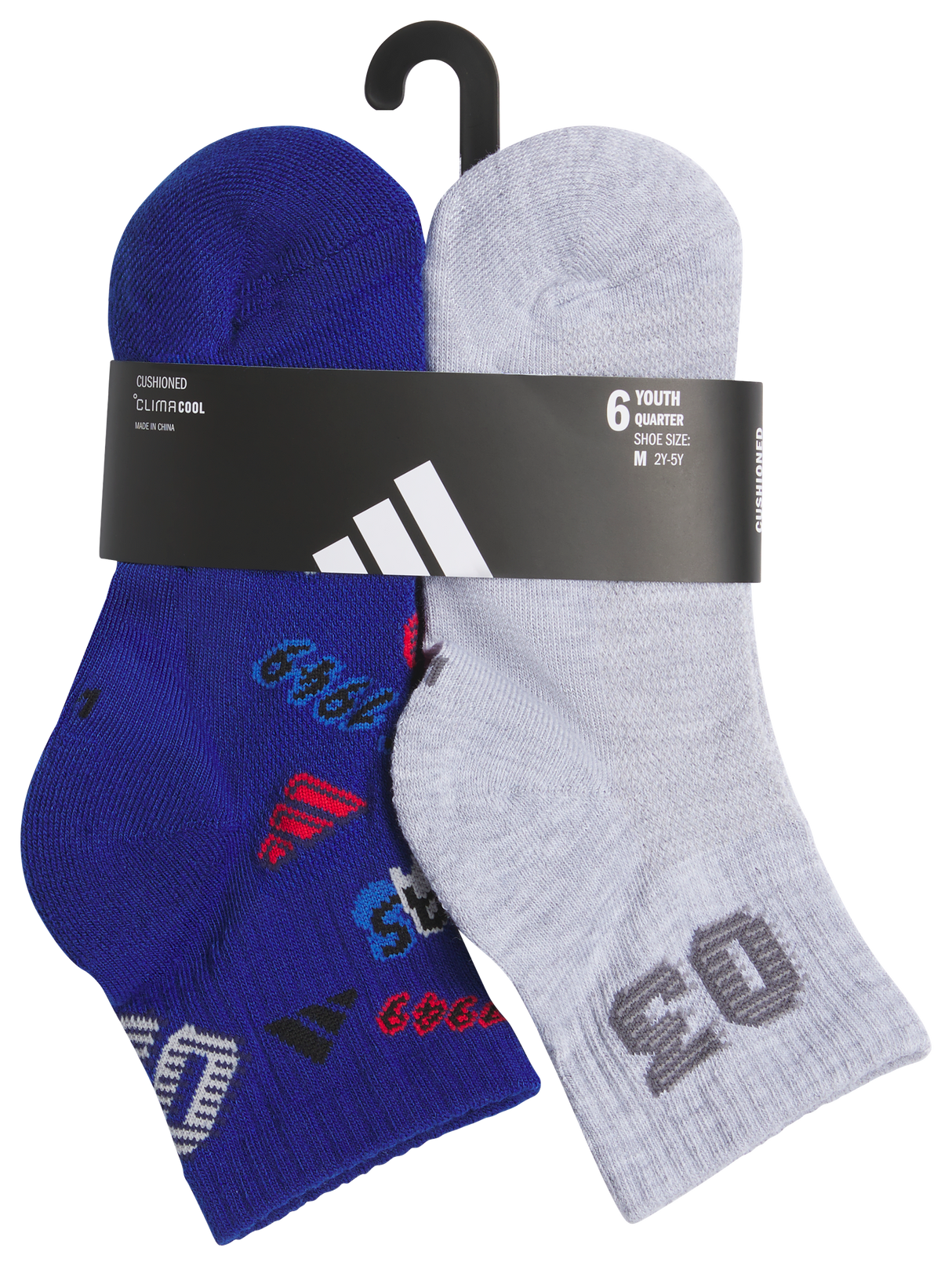 adidas Youth Cushioned Graphic 2.0 6-Pack Quarter Sock-5