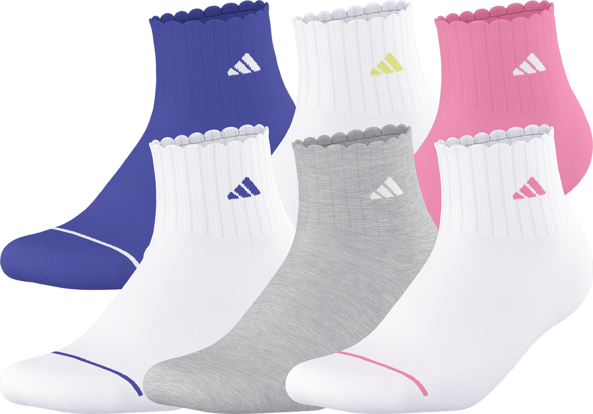 adidas Girl's Sport Fashion 6-Pack Quarter Sock-1