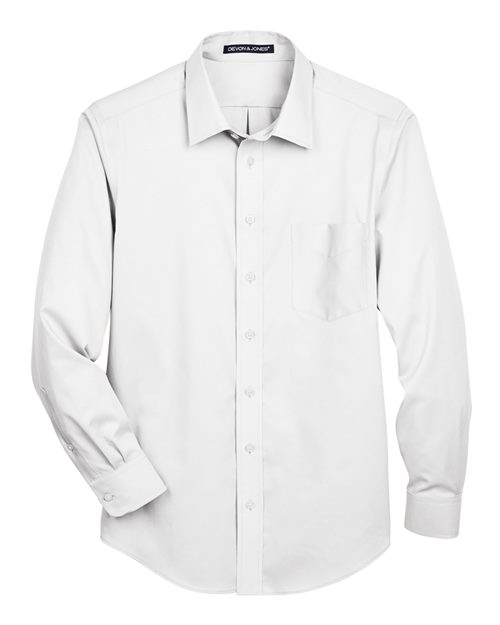 Devon & Jones Men's Tall Crown Collection Solid Stretch Twill Woven Dress Shirt-1