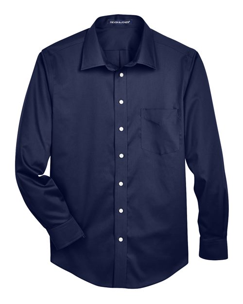 Devon & Jones Men's Tall Crown Collection Solid Stretch Twill Woven Dress Shirt-1