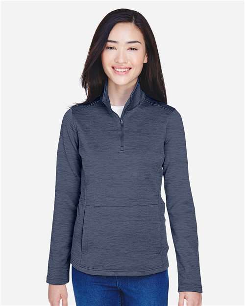 Devon & Jones Women's Newbury Mélange Fleece Quarter-Zip Pullover-3