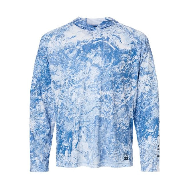 HUK Men's Pursuit Mossy Oak Printed Hooded Long Sleeve T-Shirt-1