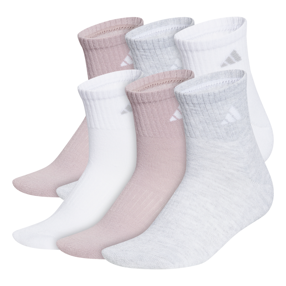 adidas Women's Classic Cushioned 6-Pack Quarter Sock-1