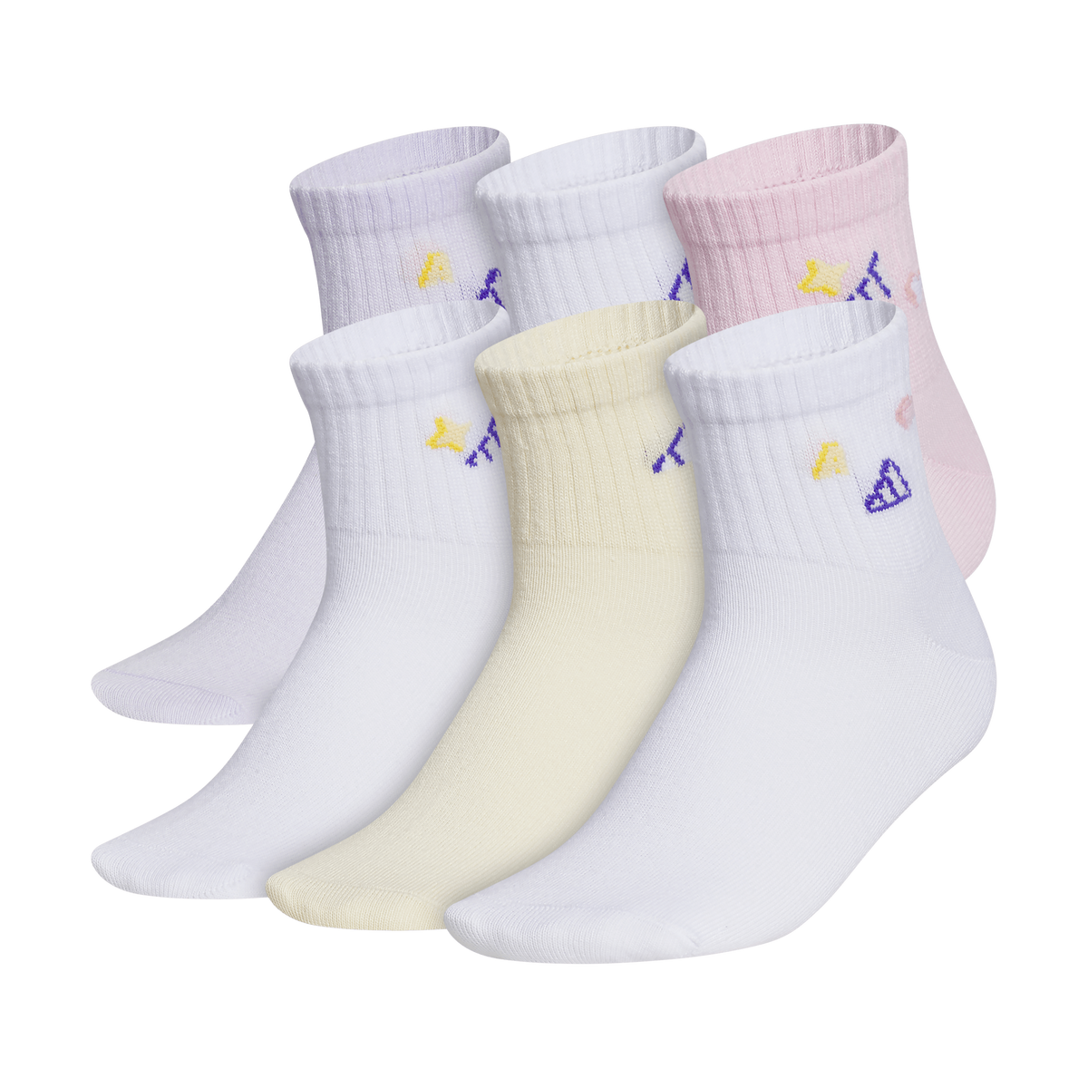 adidas Girl's Charm Fashion 6-Pack Quarter Sock-1
