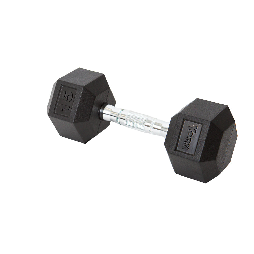 York Barbell Rubber Hex Dumbbell-1