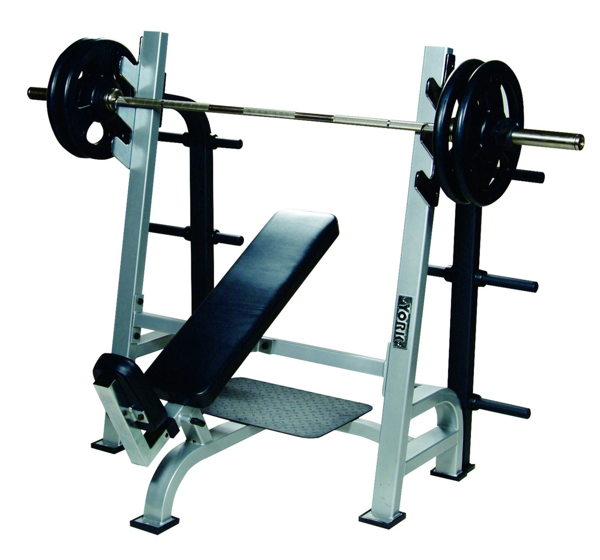 York Barbell STS Olympic Incline Bench Press w/ Gun Racks