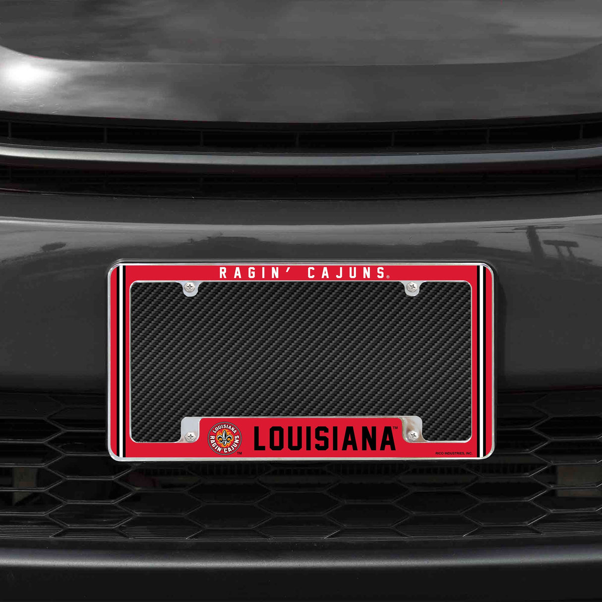 Rico Industries NCAA Louisiana-Lafayette Ragin Cajuns Classic 12" x 6" Chrome License Plate Frame-1