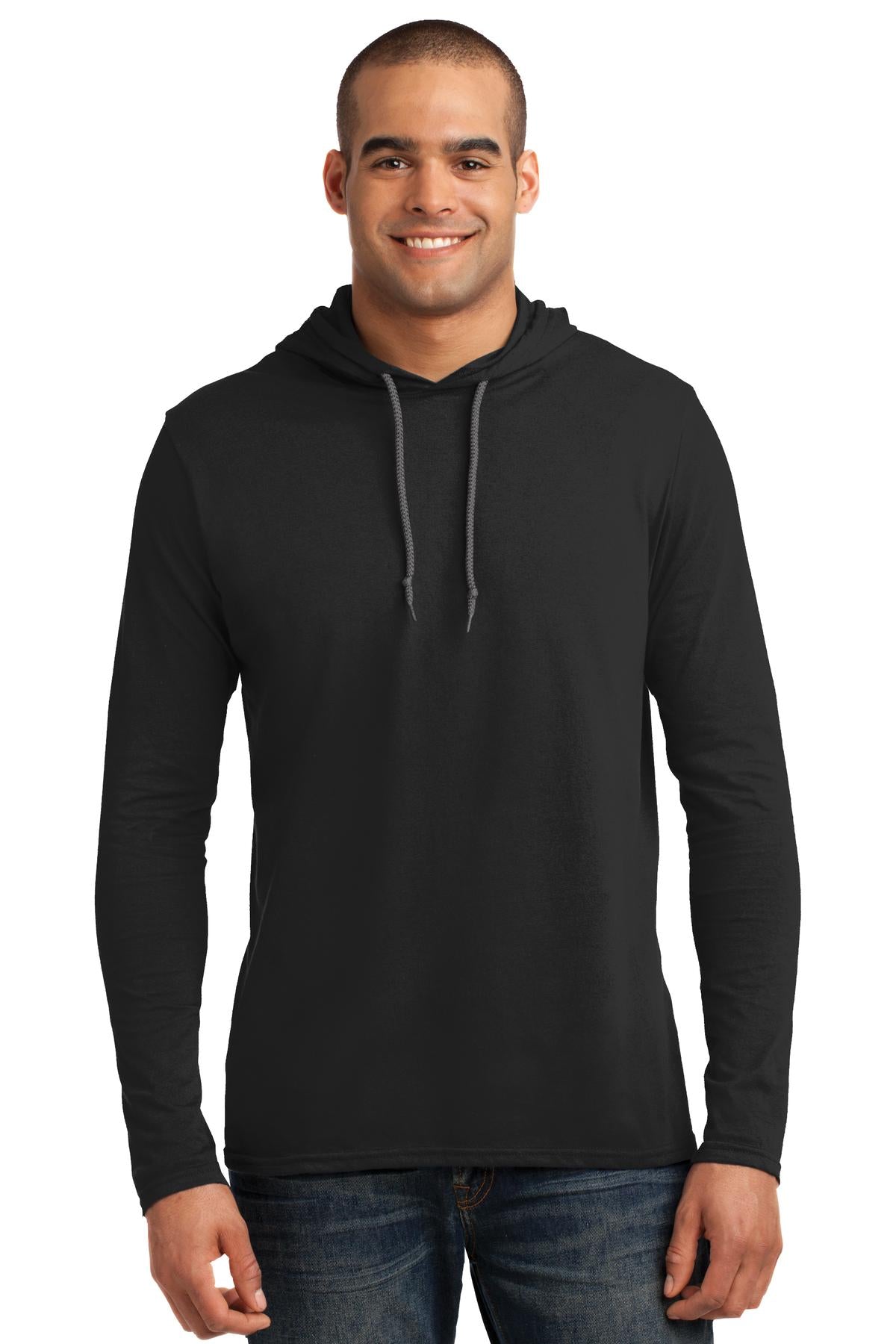 Gildan Men's 100% Ring Spun Cotton Long Sleeve Hooded T-Shirt