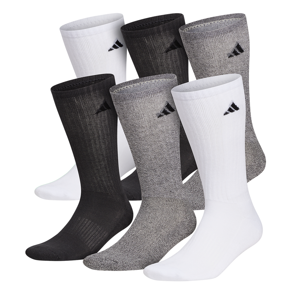 adidas Men's Athletic Cushioned 6-Pack Crew Sock Unisex Accessories Socks