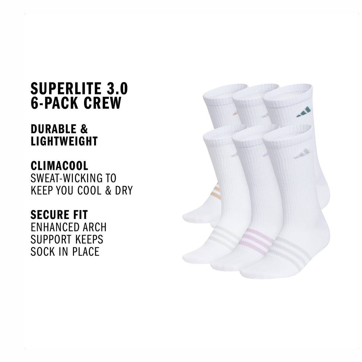 adidas Women's Superlite 3.0 6-Pack Crew-2