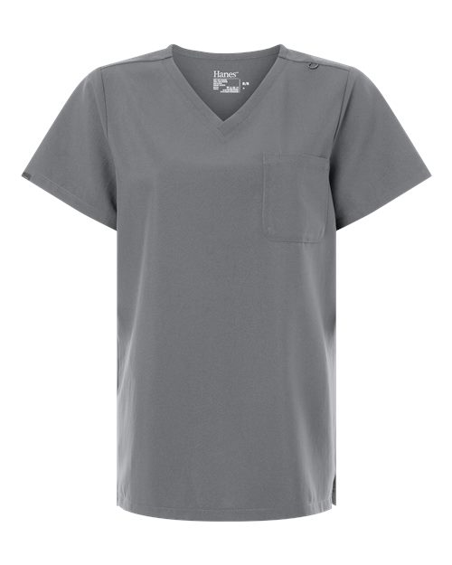 Hanes Women's V-Neck 1 Pocket Scrub Top-1