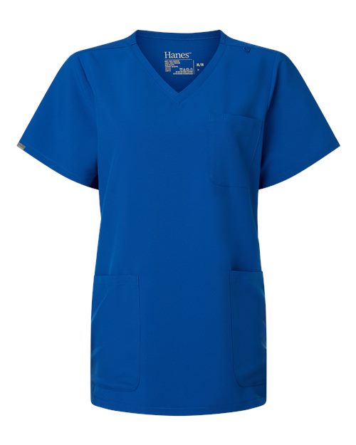 Hanes Women's V-Neck 3 Pocket Scrub Top-1