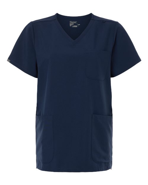 Hanes Women's V-Neck 3 Pocket Scrub Top-1