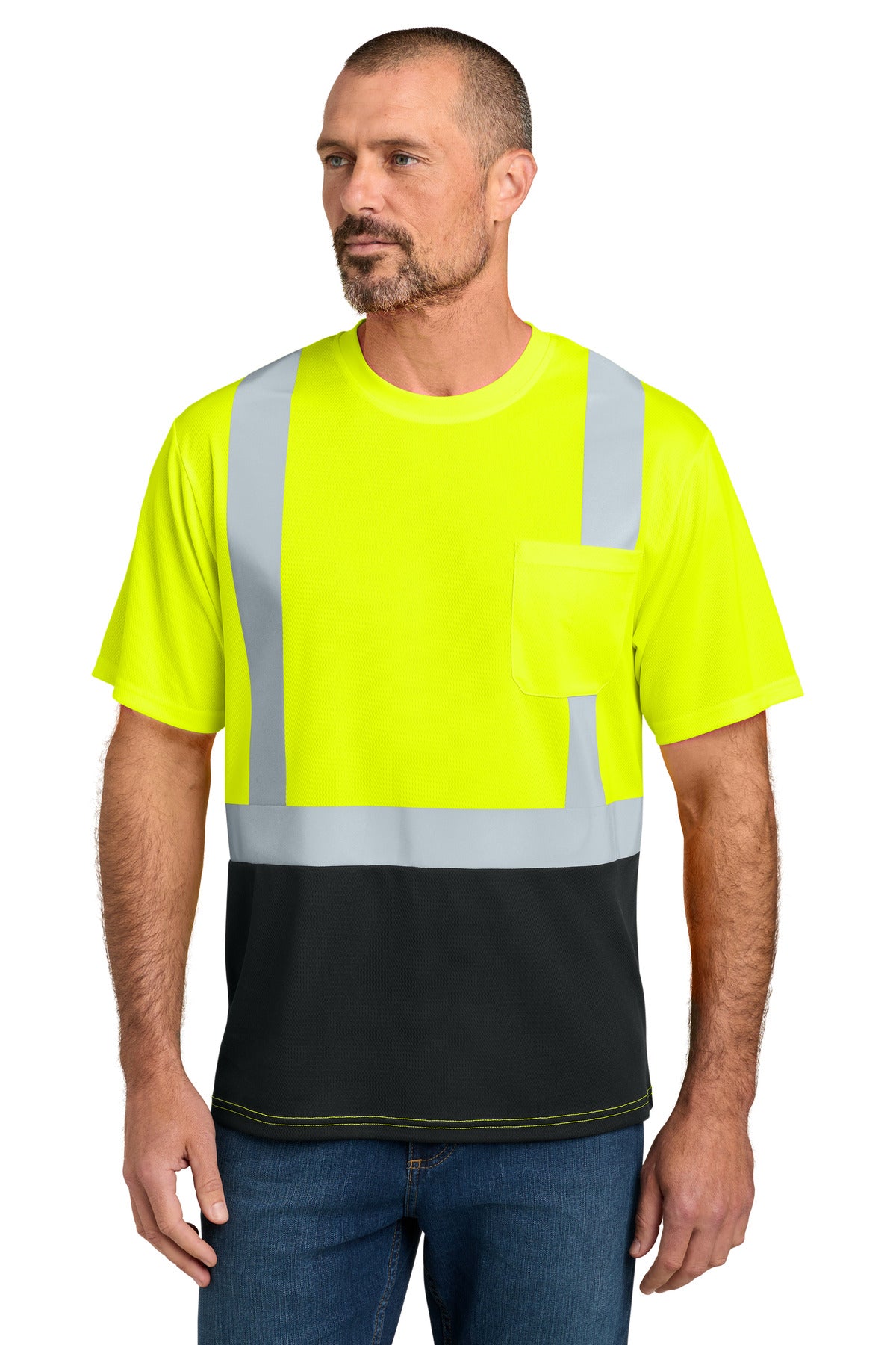 CornerStone Men's ANSI 107 Class 2 Short Sleeve Mesh Blocked Tee CS205