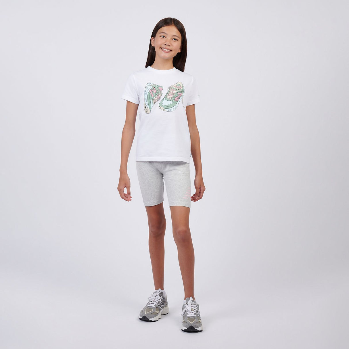 New Balance Girls' Stacked Logo Cycle Shorts-4