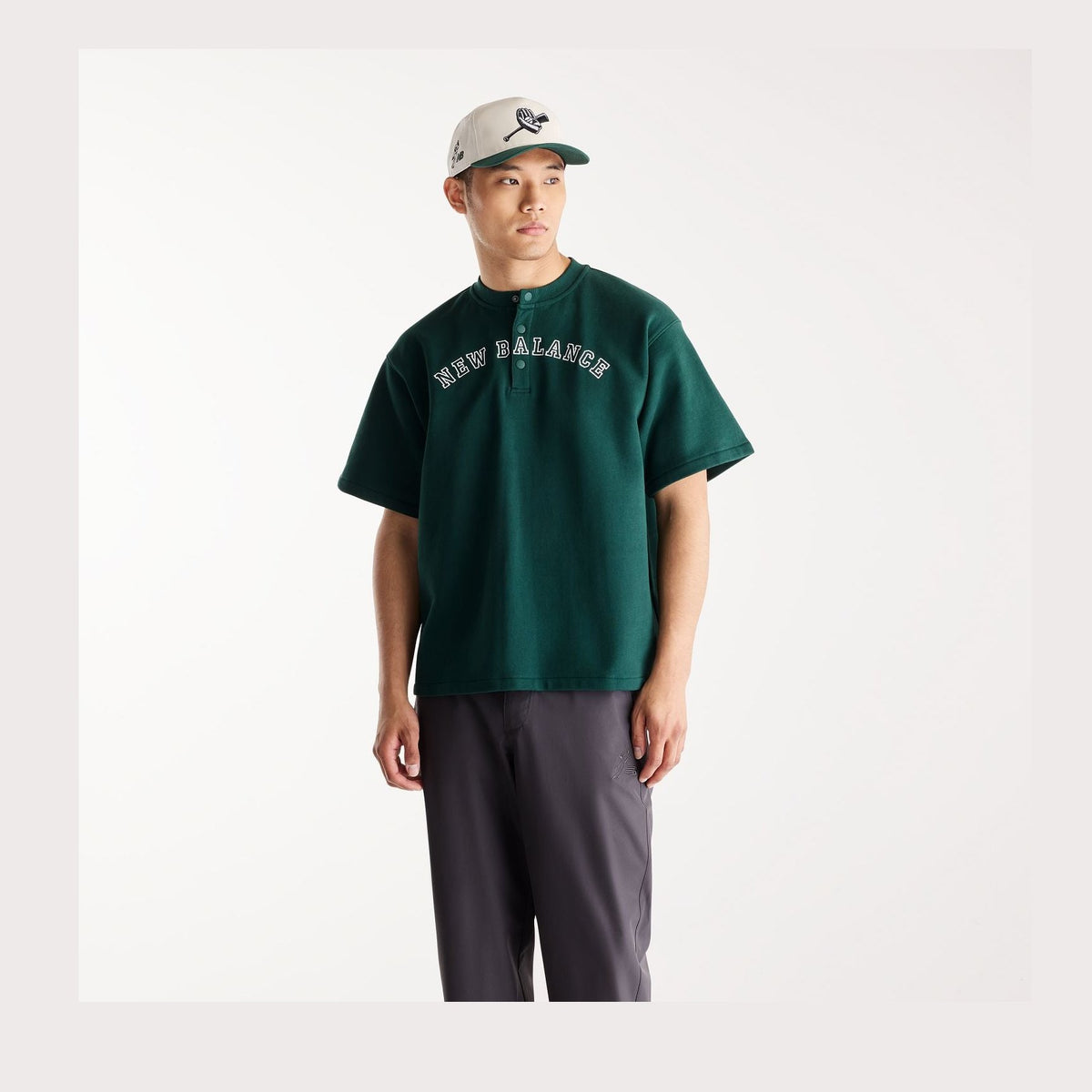 New Balance Men's Shohei French Terry Henley Neck Top-1