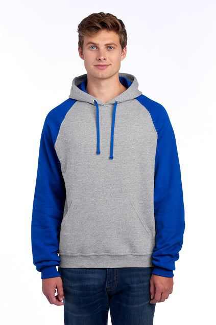 JERZEES Men's Nublend Colorblocked Raglan Hooded Sweatshirt 96C Mens Apparel Sweatshirts & Fleece