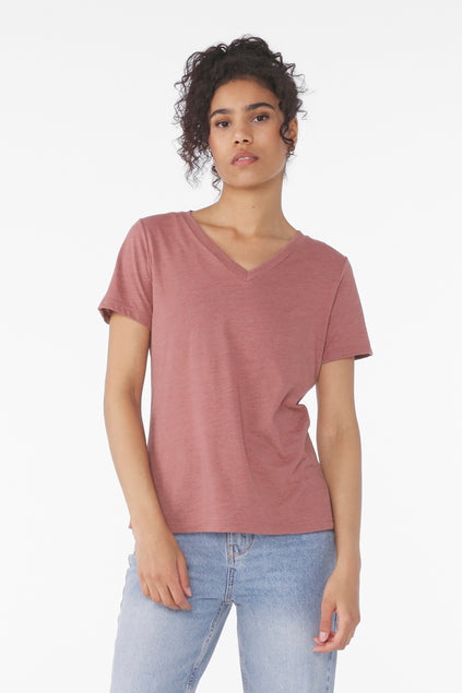 BELLA + CANVAS Women's Relaxed Heather CVC V-Neck Tee BC6405CVC Womens Apparel Shirts & Tops