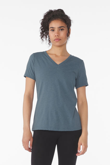 BELLA + CANVAS Women's Relaxed Heather CVC V-Neck Tee BC6405CVC Womens Apparel Shirts & Tops