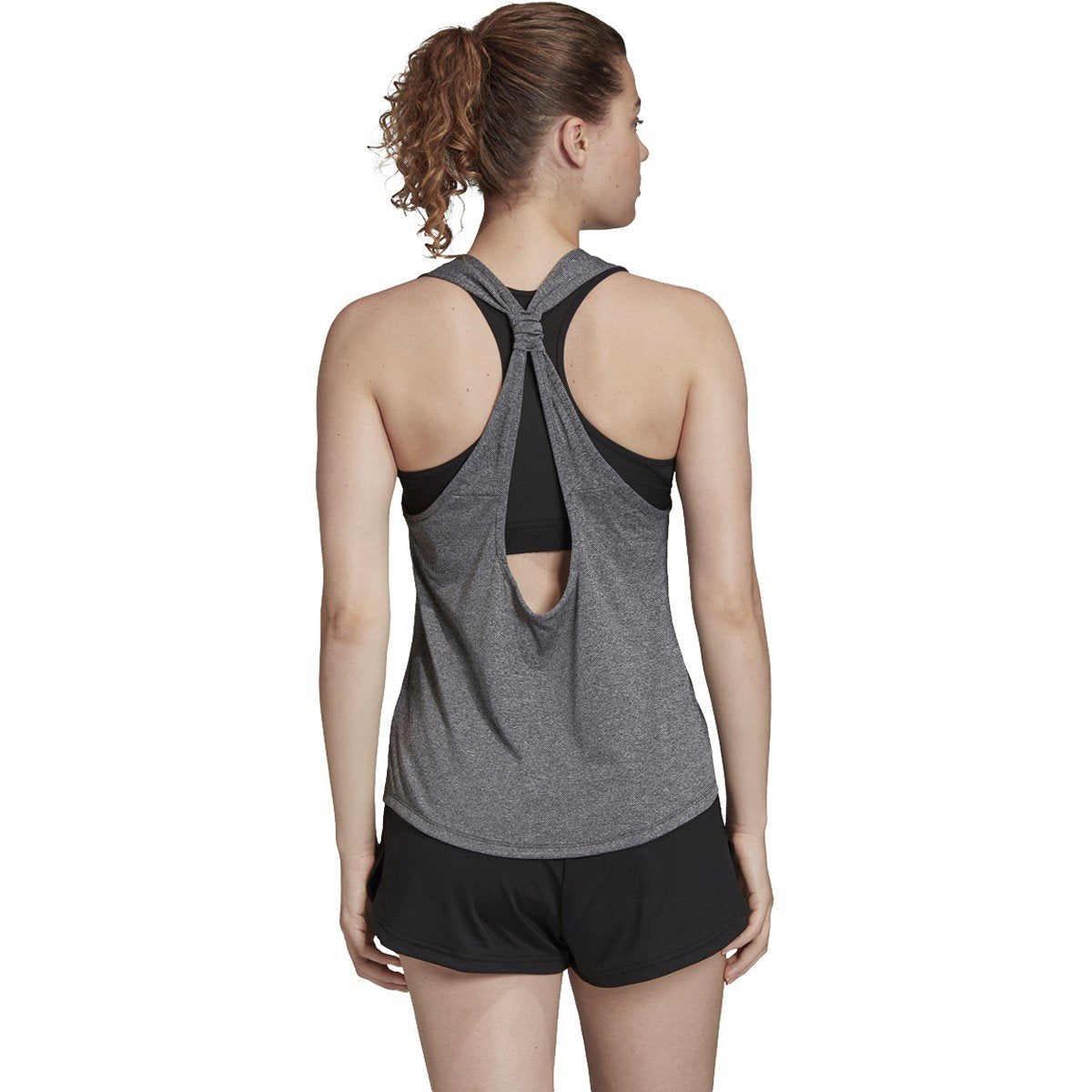 adidas Women's Club Tie-Back Tank Top (XS, Dark Grey Heather/Metallic Silver)-1