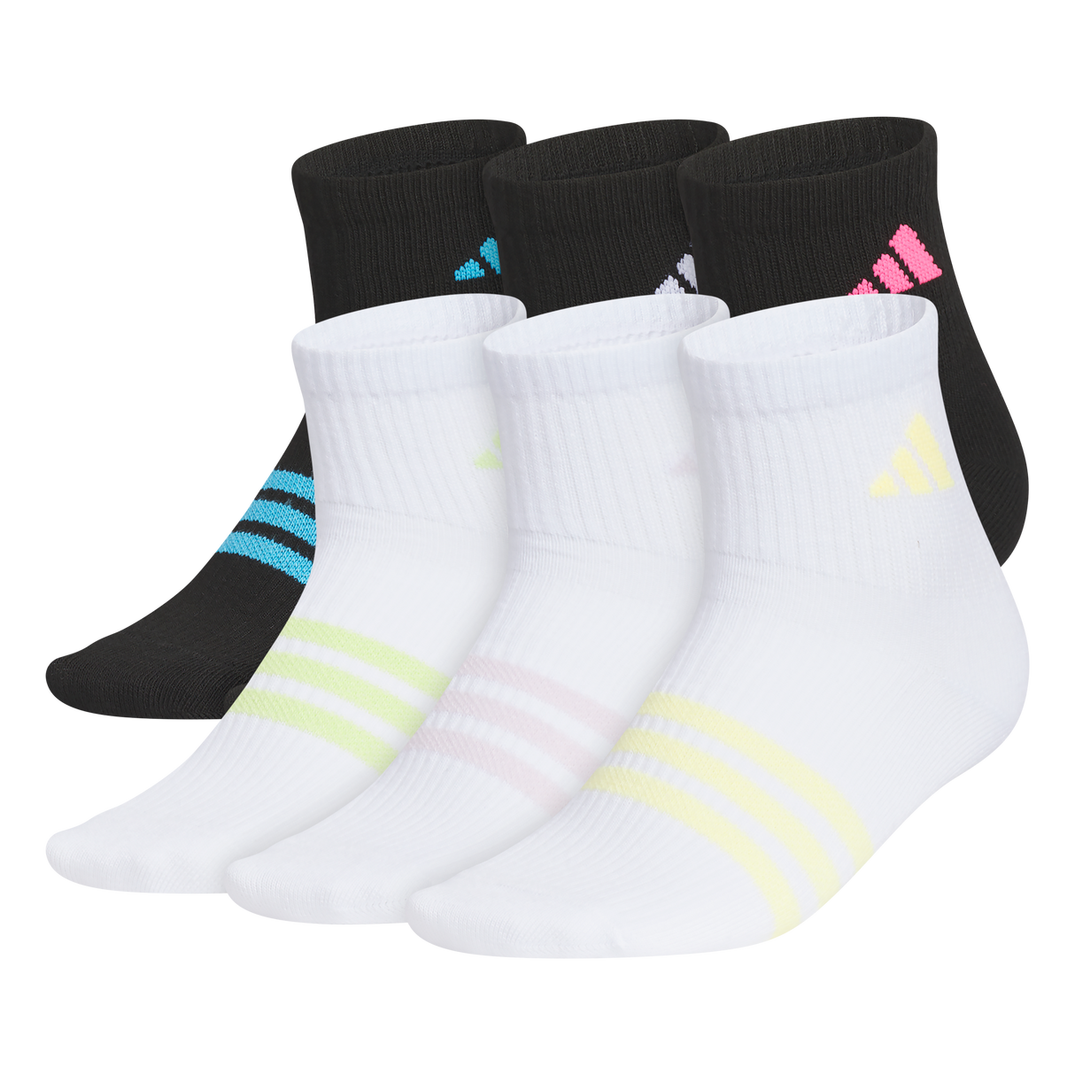 adidas Girl's Superlite 3.0 6-Pack Quarter Sock Unisex Accessories Socks