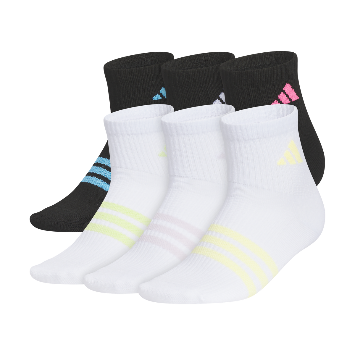adidas Girl's Superlite 3.0 6-Pack Quarter Sock Unisex Accessories Socks