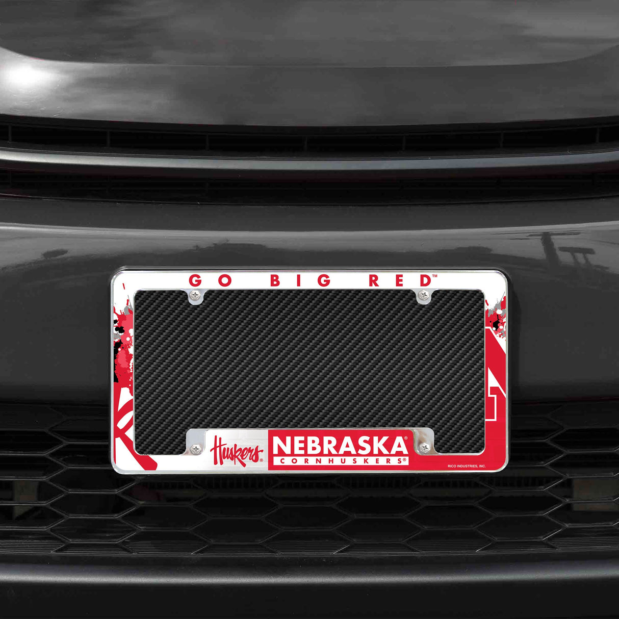 Rico Industries NCAA Nebraska Cornhuskers Primary 12" x 6" Chrome License Plate Frame-1