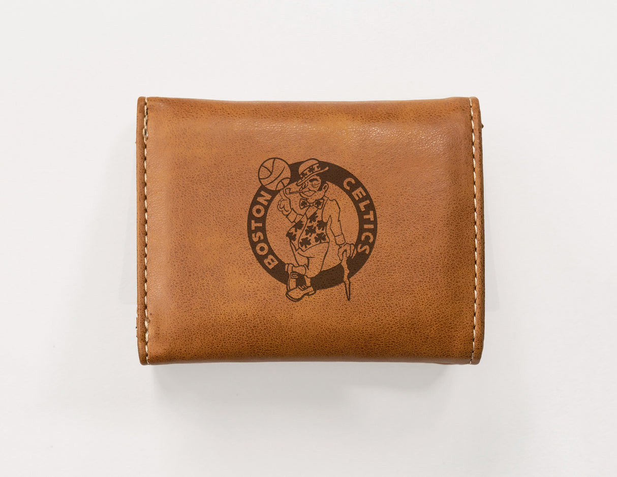 Rico Industries NBA Boston Celtics Laser Engraved Faux Leather Trifold Wallet-1