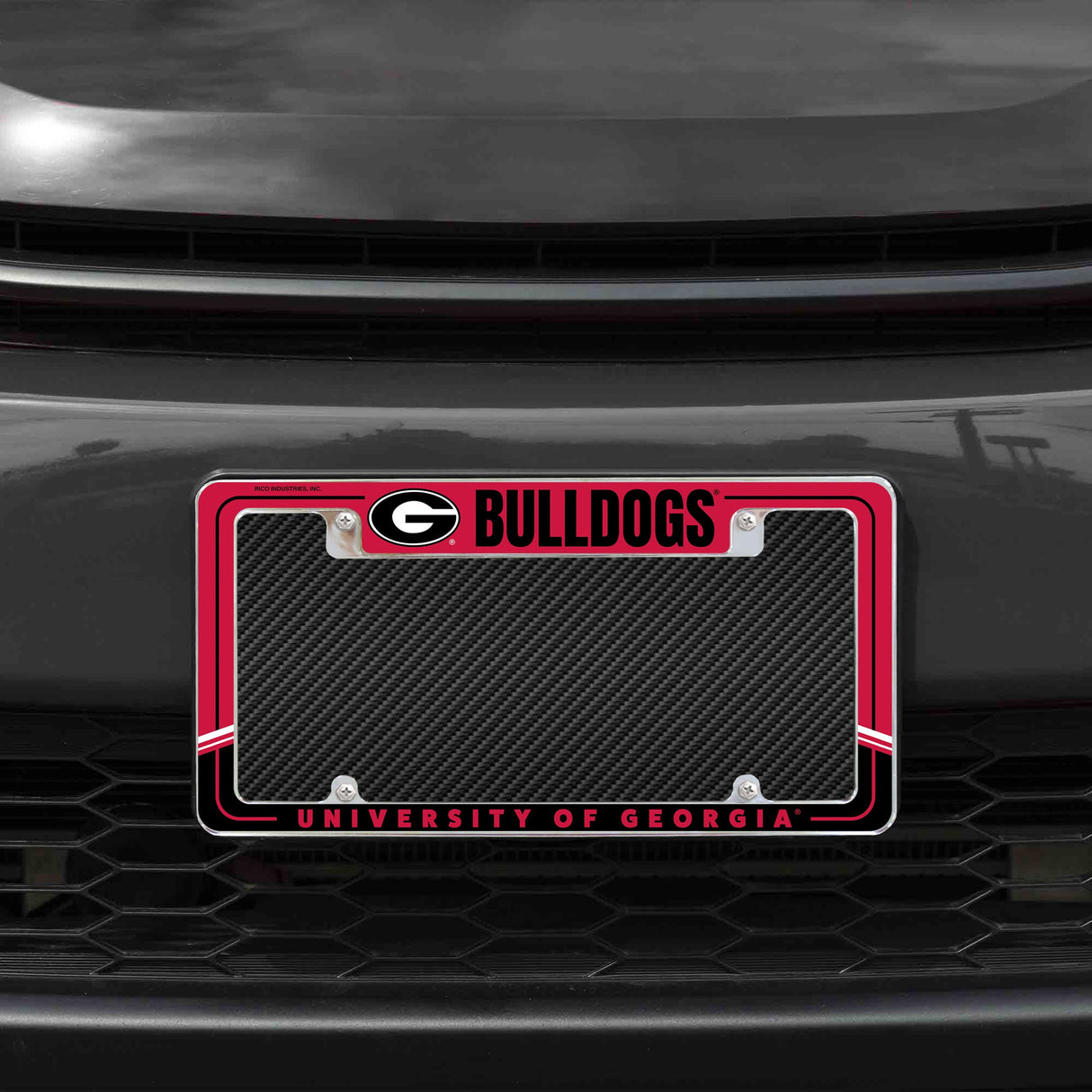 Rico Industries NCAA Georgia Bulldogs Two-Tone 12" x 6" Chrome License Plate Frame-1