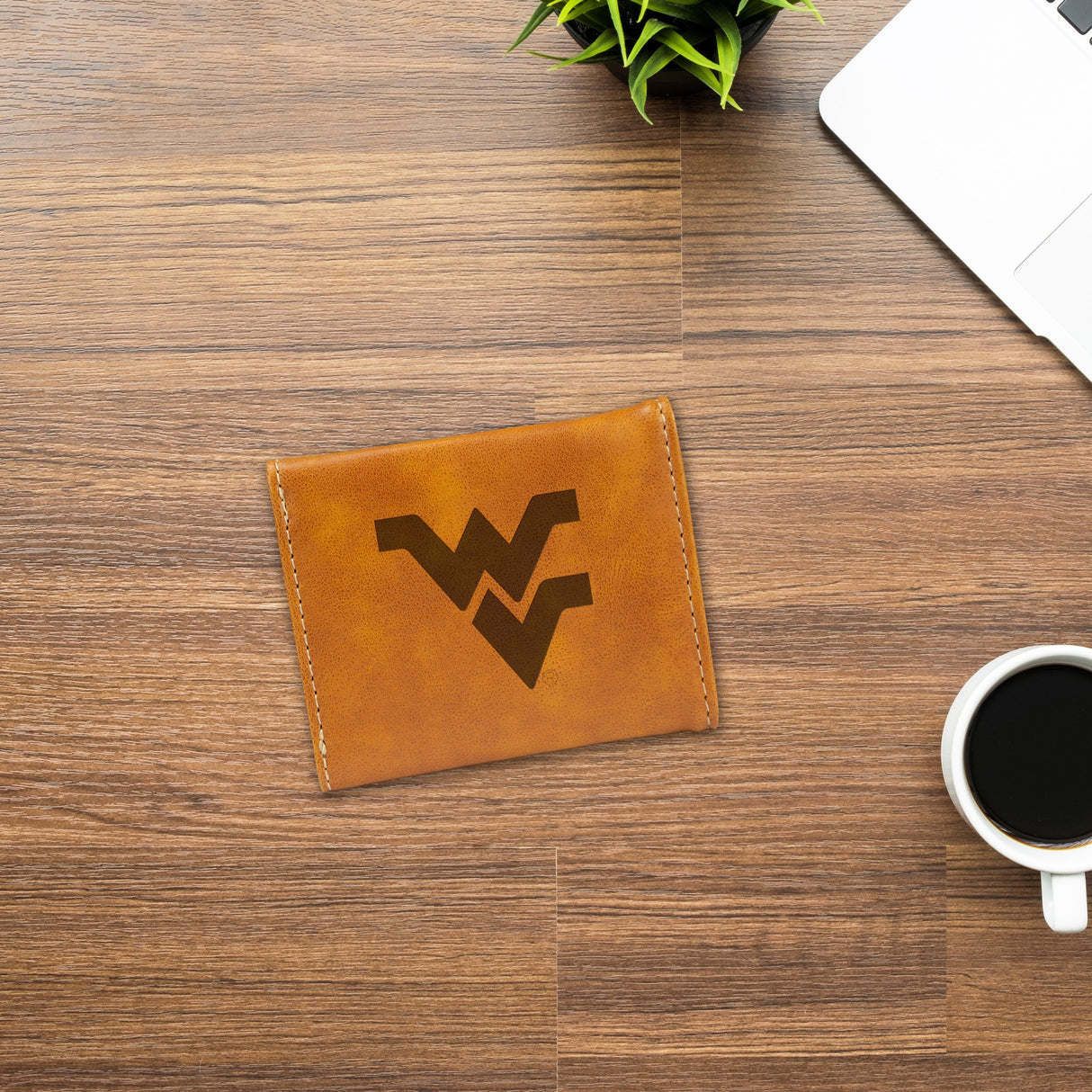 Rico Industries NCAA West Virginia Mountaineers Laser Engraved Faux Leather Trifold Wallet-2