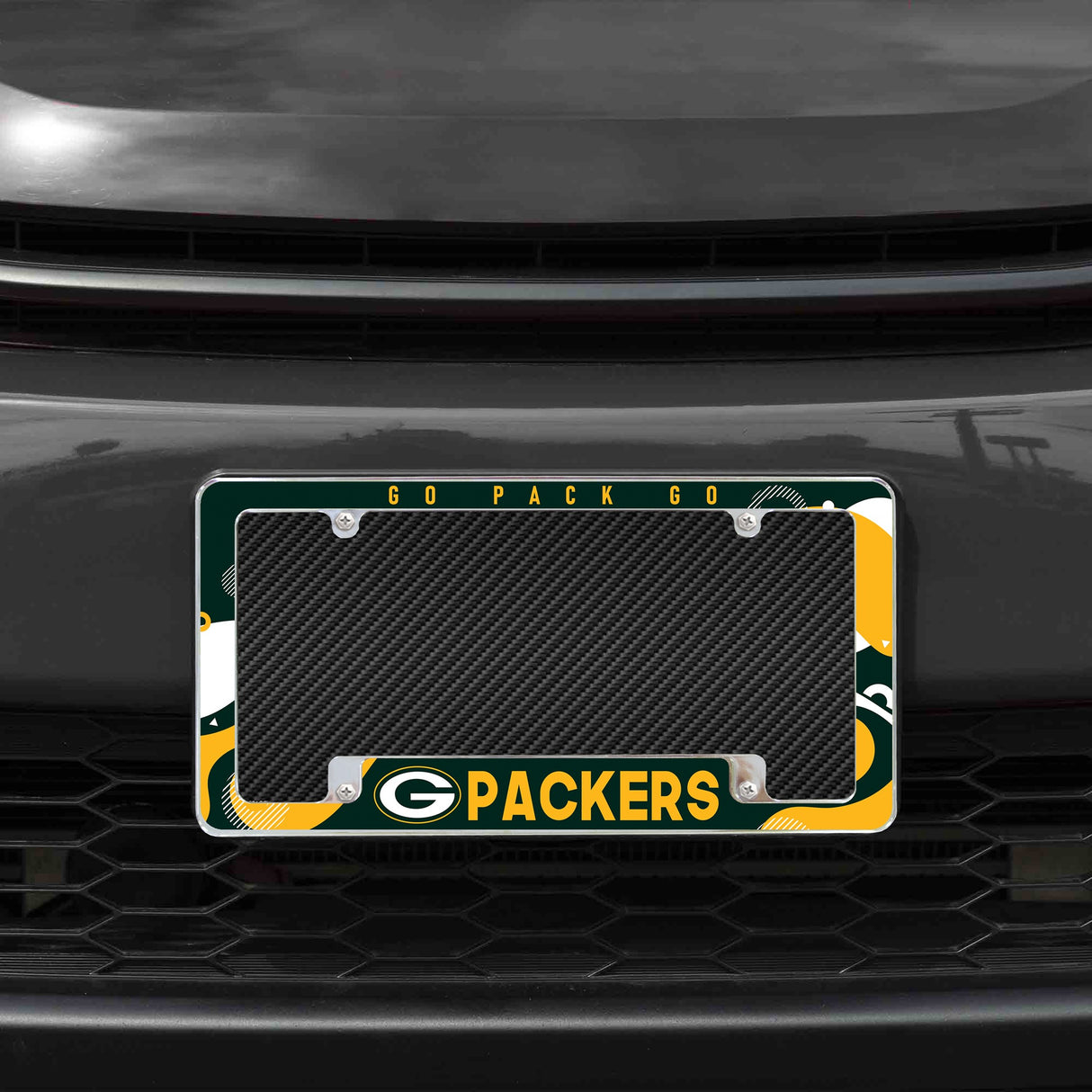 Rico Industries NFL Green Bay Packers Wave 12" x 6" Chrome License Plate Frame-1