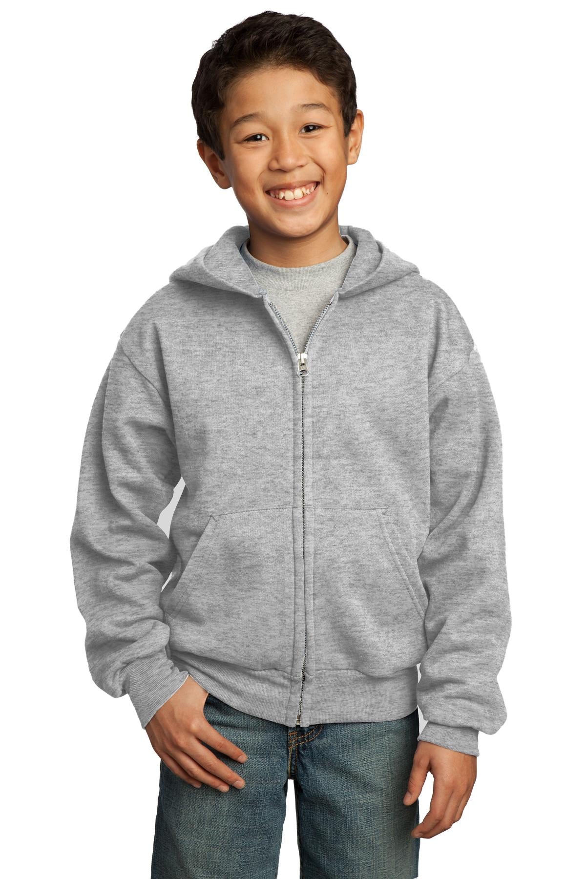 Port & Company Youth Core Fleece Full-Zip Hooded Sweatshirt Youth Apparel Hoodies & Sweatshirts