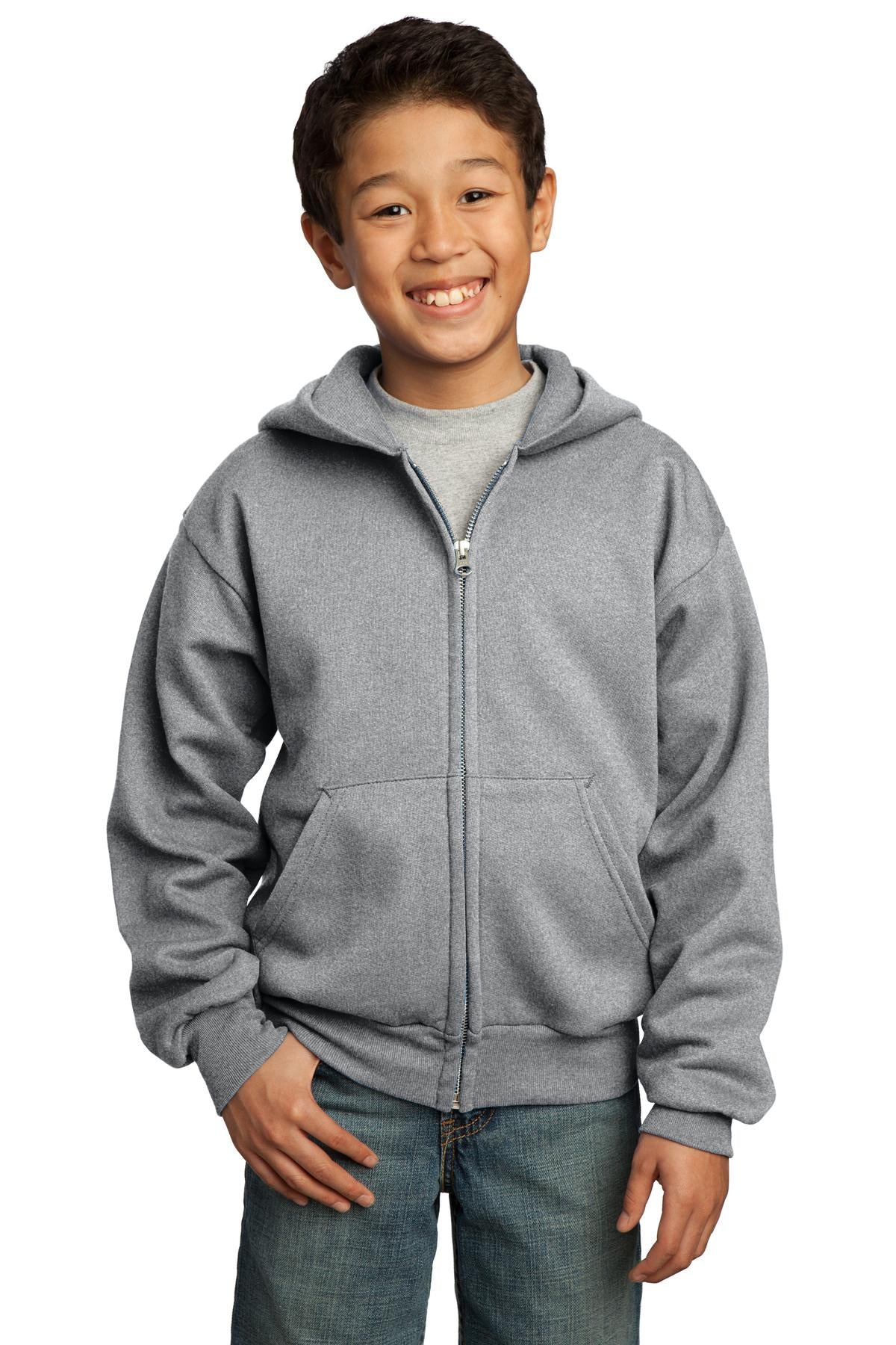 Port & Company Youth Core Fleece Full-Zip Hooded Sweatshirt Youth Apparel Hoodies & Sweatshirts