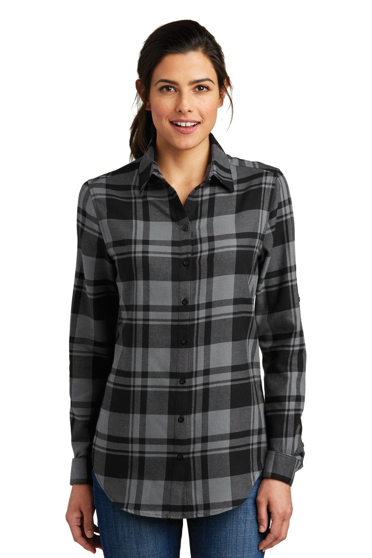 Port Authority® Ladies Plaid Flannel Tunic Womens Apparel Shirts & Tops