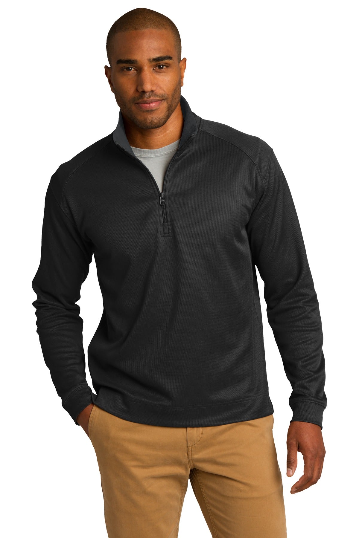 Port Authority Men's Vertical Texture 1/4-Zip Pullover. K805 Mens Apparel Sweatshirts & Fleece