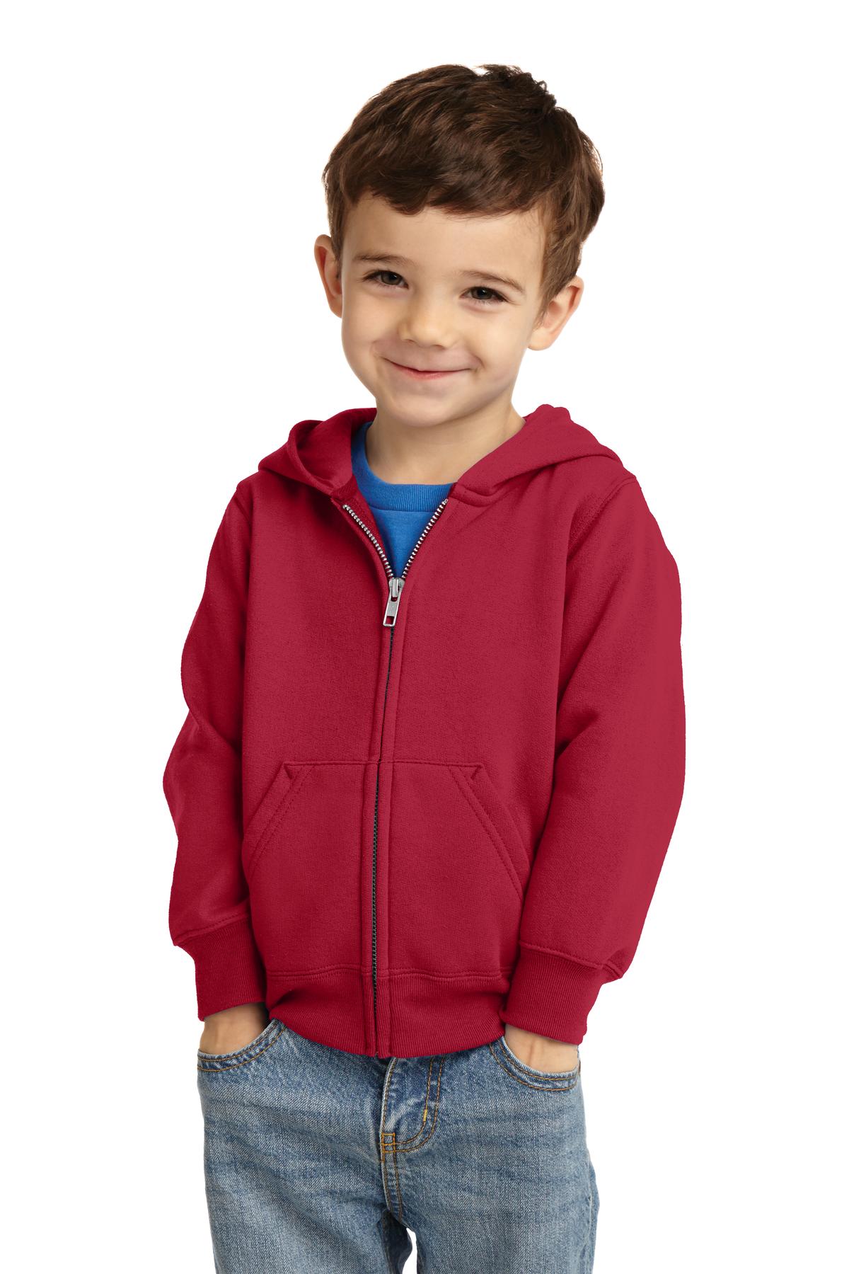 Port & Company - Toddler Core Fleece Full-Zip Hooded Sweatshirt Youth Apparel Infant & Toddler