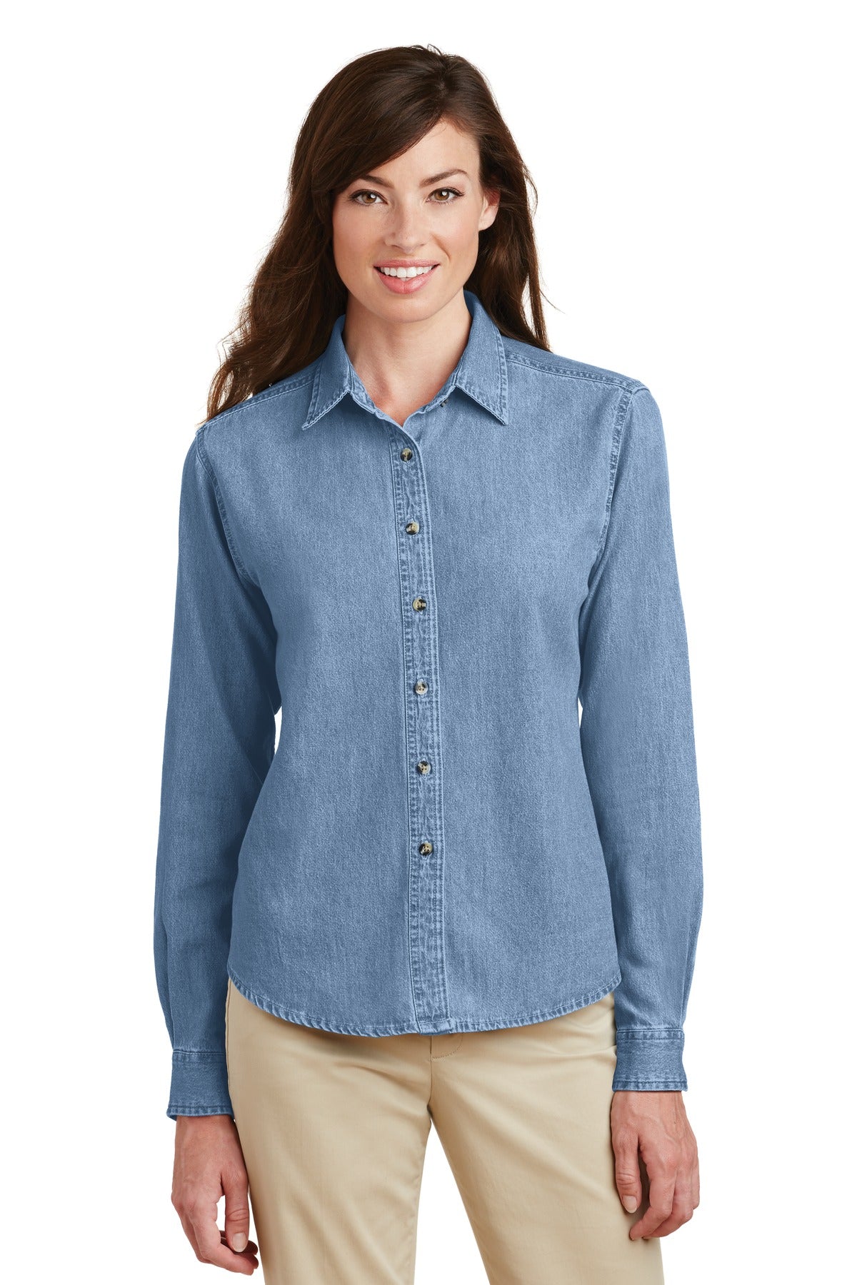 Port & Company - Women's Long Sleeve Value Denim Shirt Womens Apparel Shirts & Tops