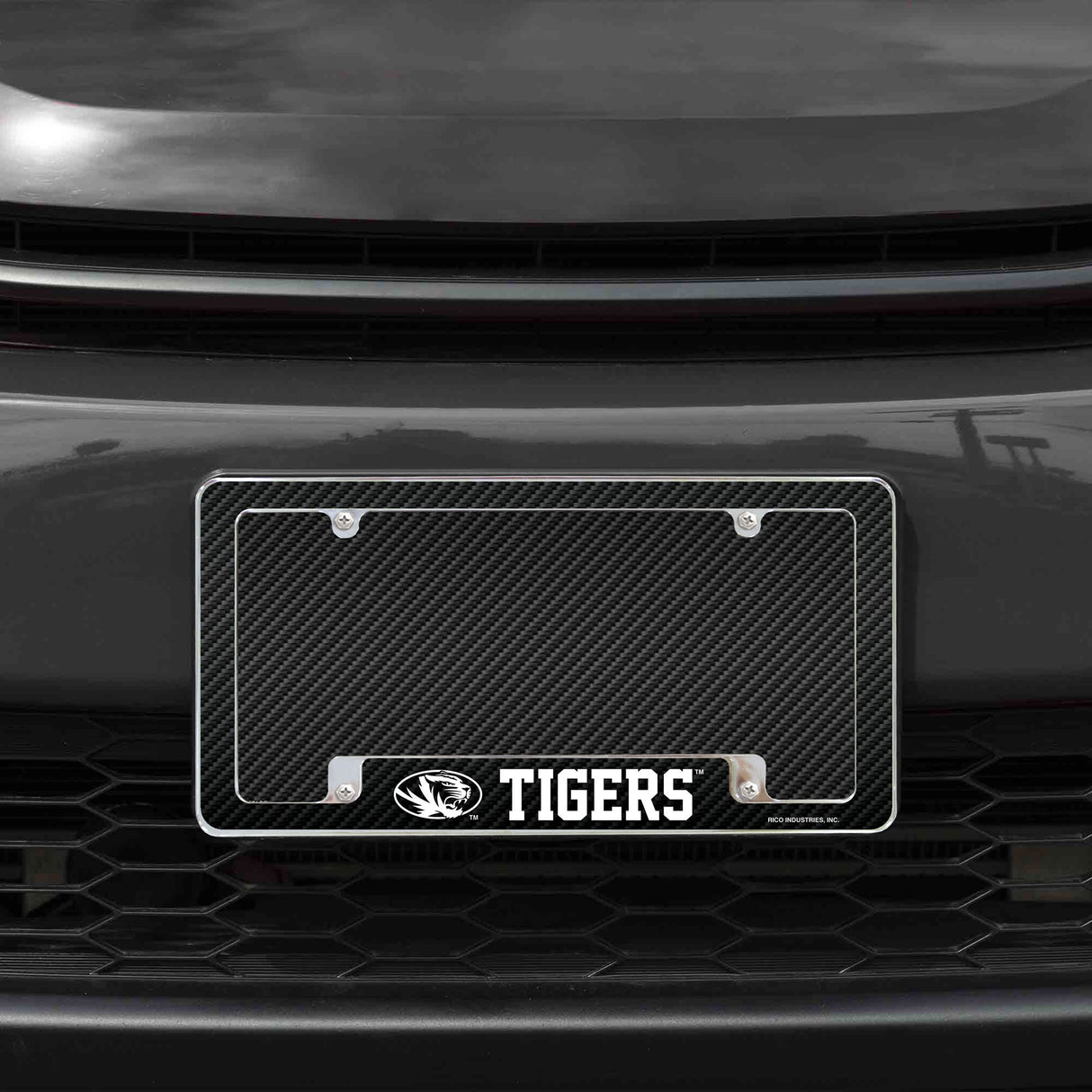 Rico Industries NCAA Missouri Tigers Black 12" x 6" Chrome License Plate Frame-1