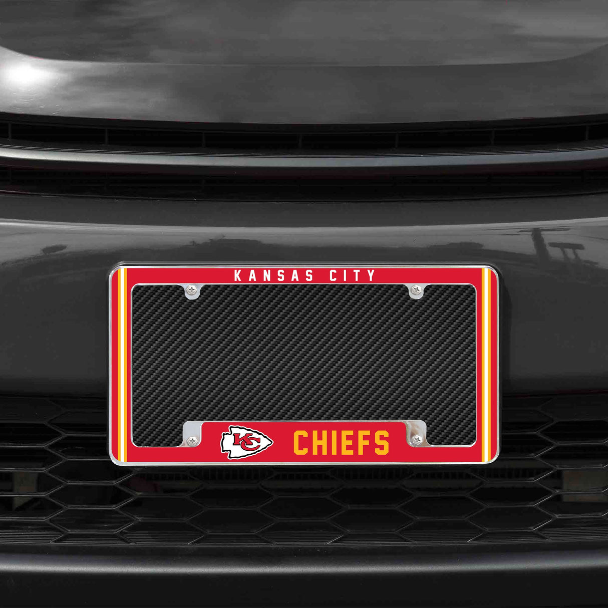 Rico Industries NFL Kansas City Chiefs Classic 12" x 6" Chrome License Plate Frame-1