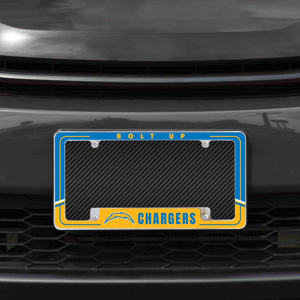 Rico Industries NFL Los Angeles Chargers Two-Tone 12" x 6" Chrome License Plate Frame-1