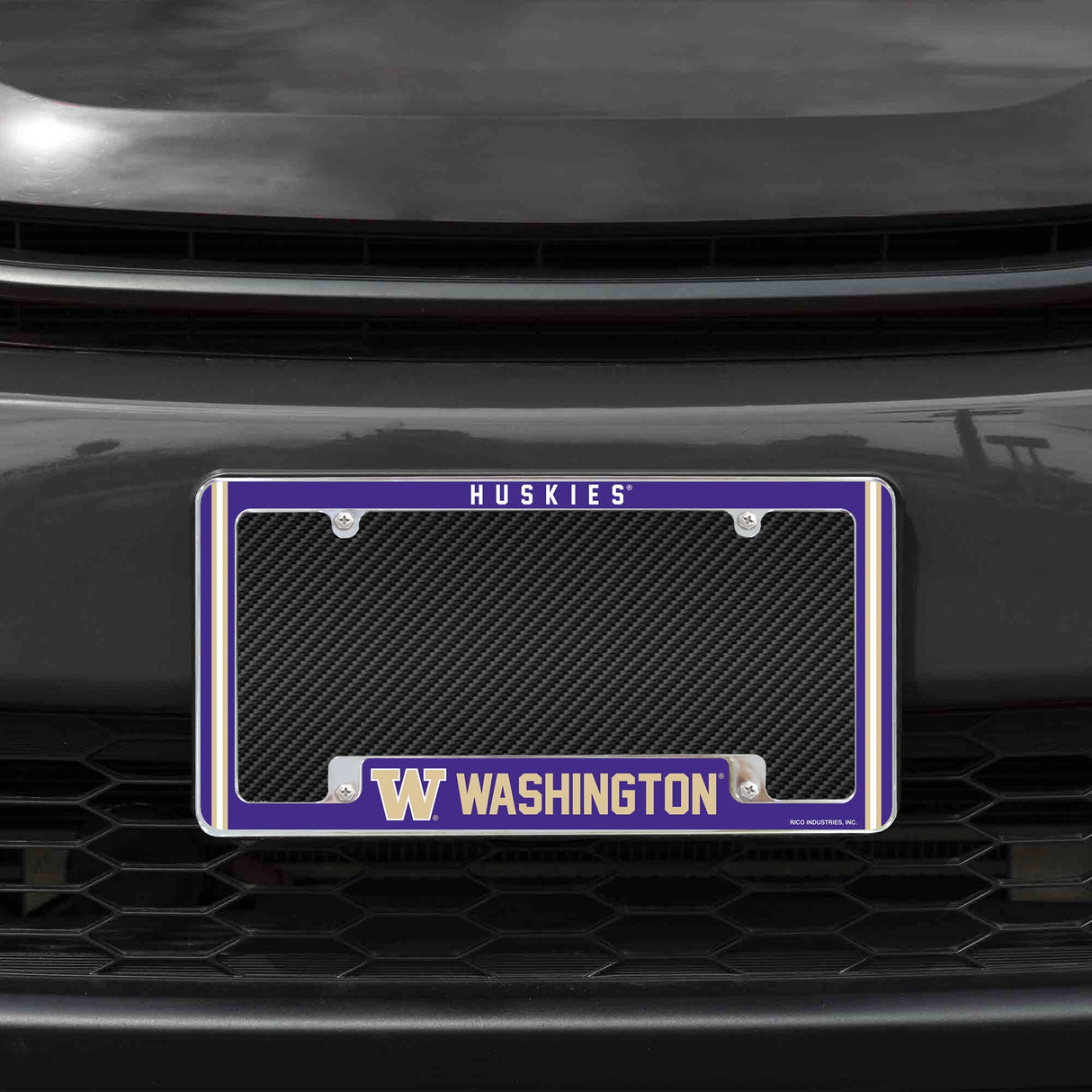 Rico Industries NCAA Washington Huskies Classic 12" x 6" Chrome License Plate Frame-1