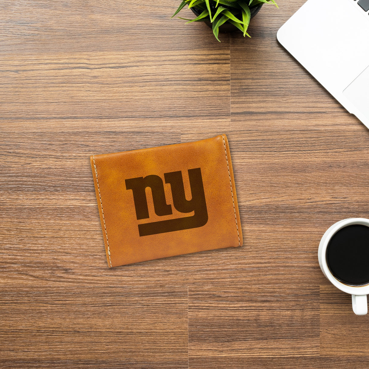 Rico Industries NFL New York Giants Laser Engraved Faux Leather Trifold Wallet-2