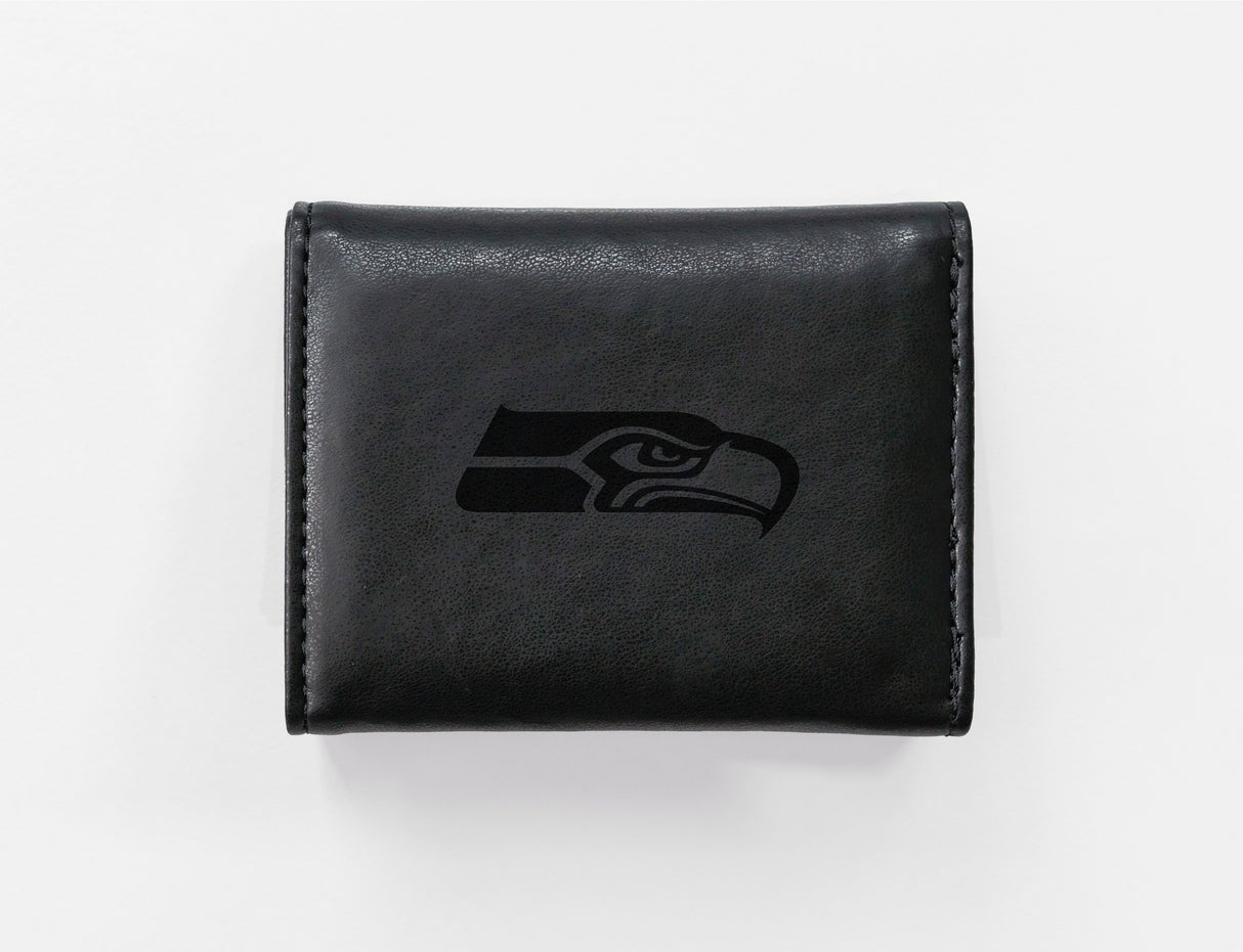 Rico Industries NFL Seattle Seahawks Laser Engraved Faux Leather Trifold Wallet-1