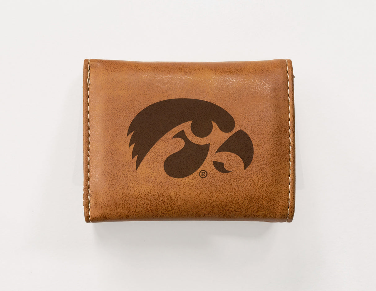 Rico Industries NCAA Iowa Hawkeyes Laser Engraved Faux Leather Trifold Wallet-1