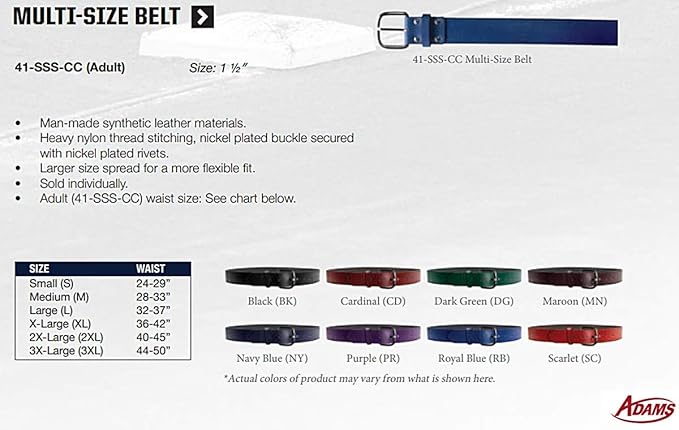 Schutt Synthetic Adult Synthetic Leather Baseball / Softball Belt 1 1/2" Baseball Socks & Belts All