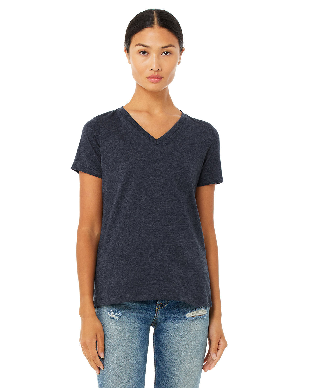 BELLA + CANVAS Women's Relaxed Heather CVC V-Neck Tee BC6405CVC Womens Apparel Shirts & Tops