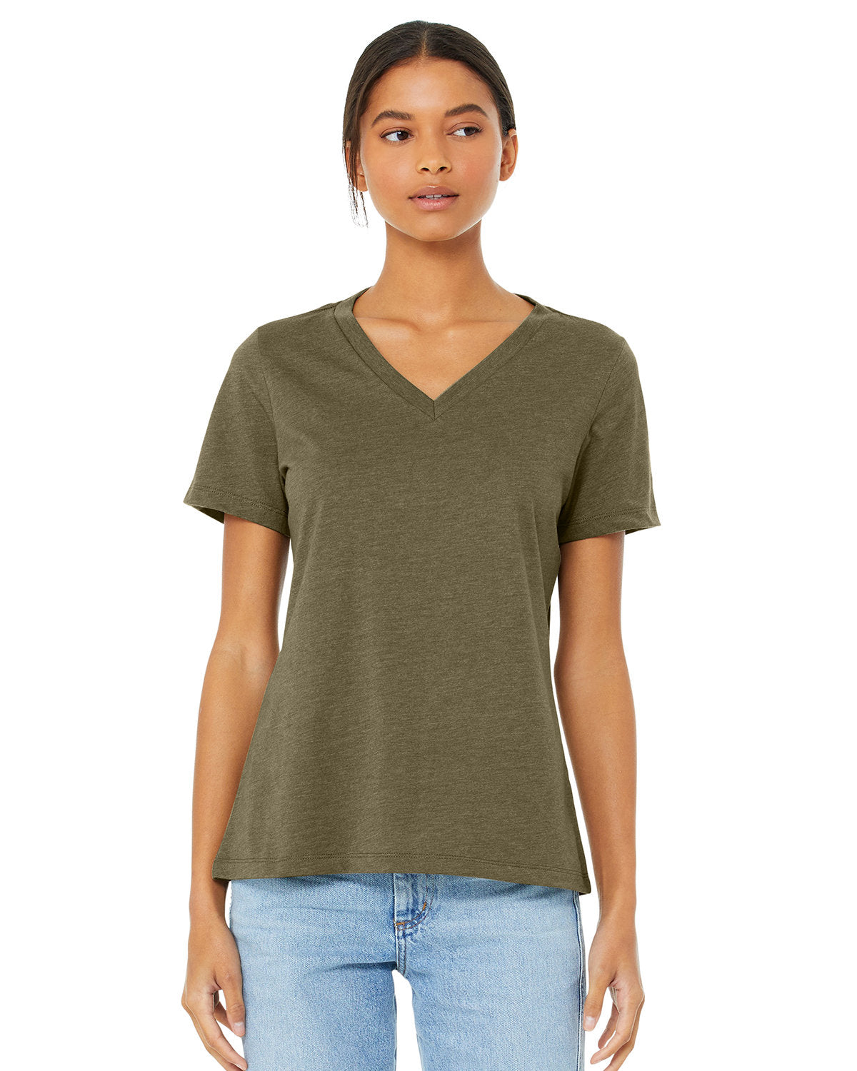 BELLA + CANVAS Women's Relaxed Heather CVC V-Neck Tee BC6405CVC Womens Apparel Shirts & Tops
