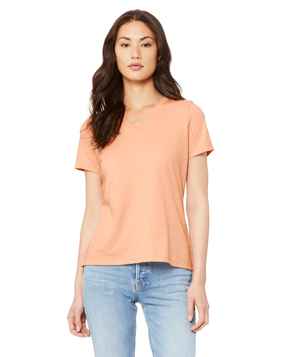 BELLA + CANVAS Women's Relaxed Heather CVC V-Neck Tee BC6405CVC Womens Apparel Shirts & Tops